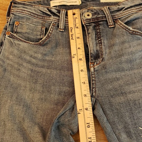 Pilcro & The Letterpress Slim Boyfriend Womens Jeans 26 Blue Patched Medium Rise - Picture 16 of 16